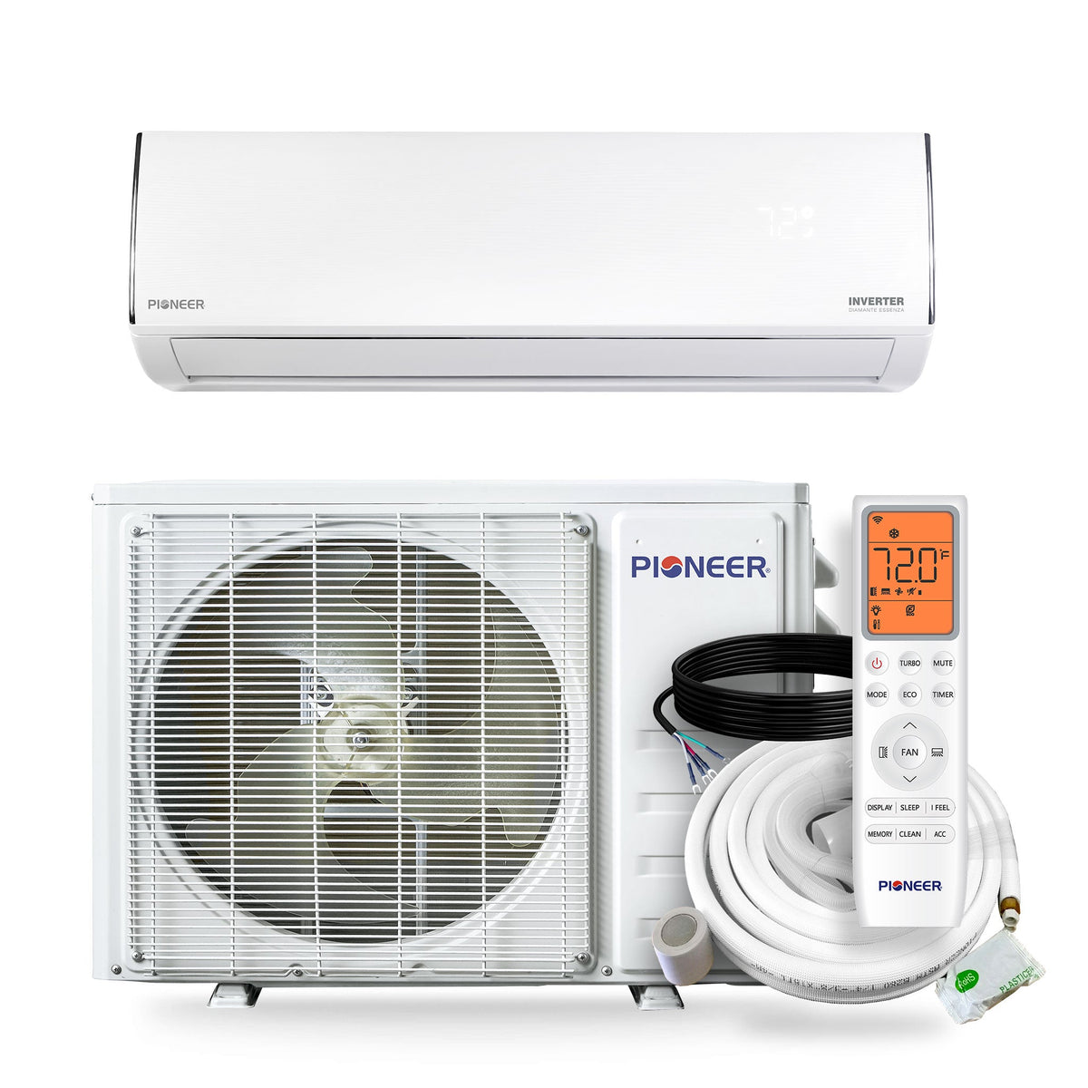 Pioneer® Diamante Essenza™ 35,000 BTU 17 SEER2 230V High-Wall Ductless Mini-Split Air Conditioner Inverter Heat Pump with 16 Ft. Kit