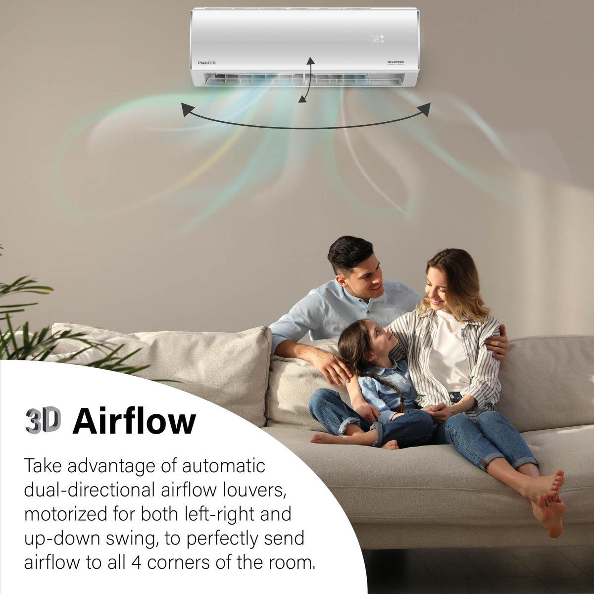 Pioneer® Diamante Essenza™ 35,000 BTU 17 SEER2 230V High-Wall Ductless Mini-Split Air Conditioner Inverter Heat Pump with 16 Ft. Kit
