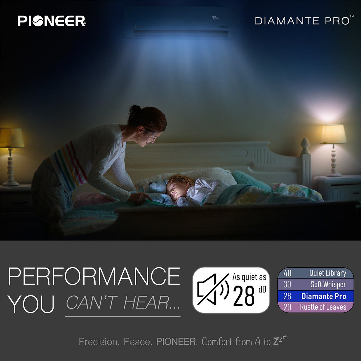 Pioneer® Diamante Pro™ 36,000 BTU 19 SEER2 230V High-Wall Ductless Mini-Split Air Conditioner Inverter Heat Pump with 16 Ft. Kit