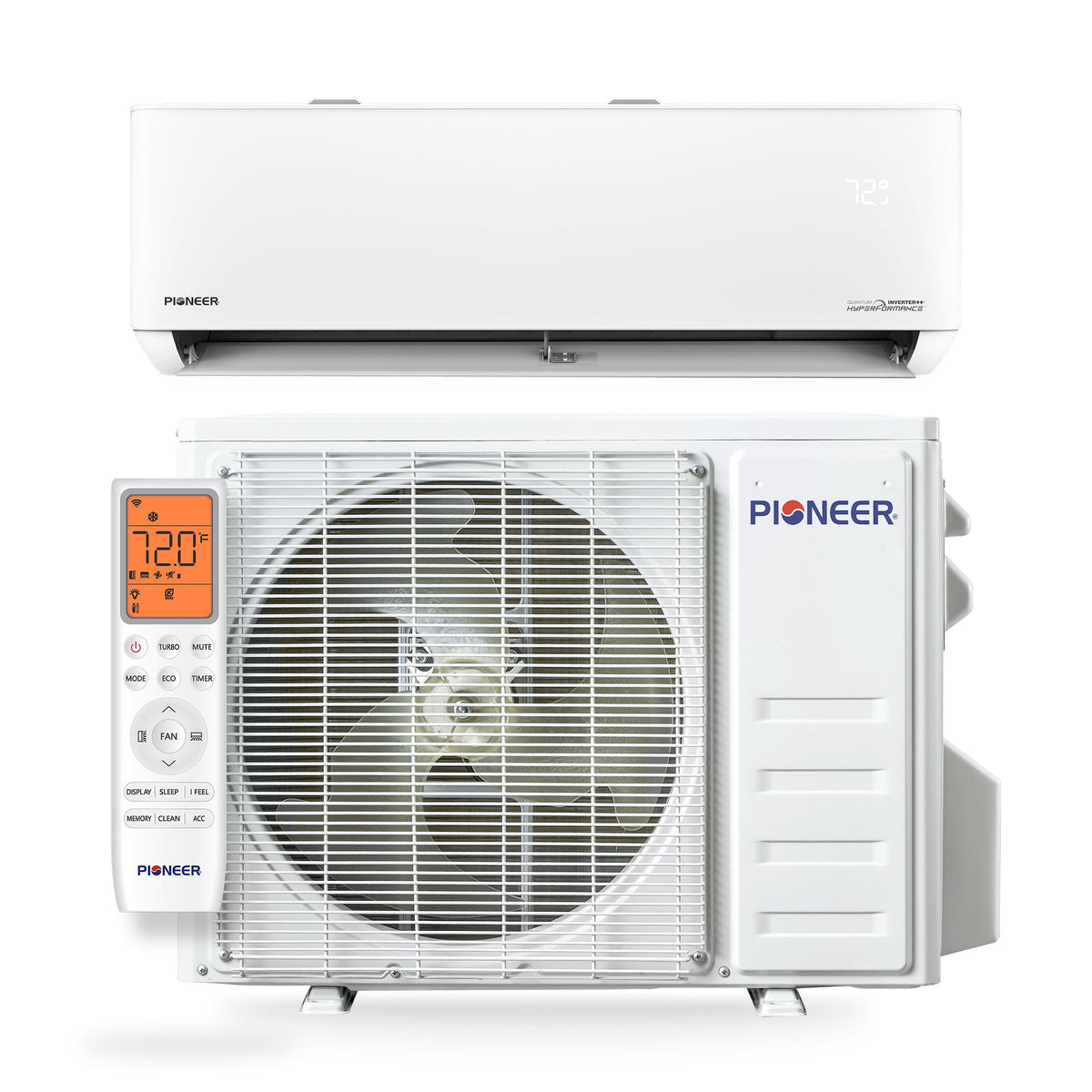 Pioneer® Quantum Hyperformance™ 24,000 BTU 22.5 SEER2 230V High-Wall Ductless Energy-Star Mini-Split Air Conditioner Inverter Hyper Heat Pump Full Set
