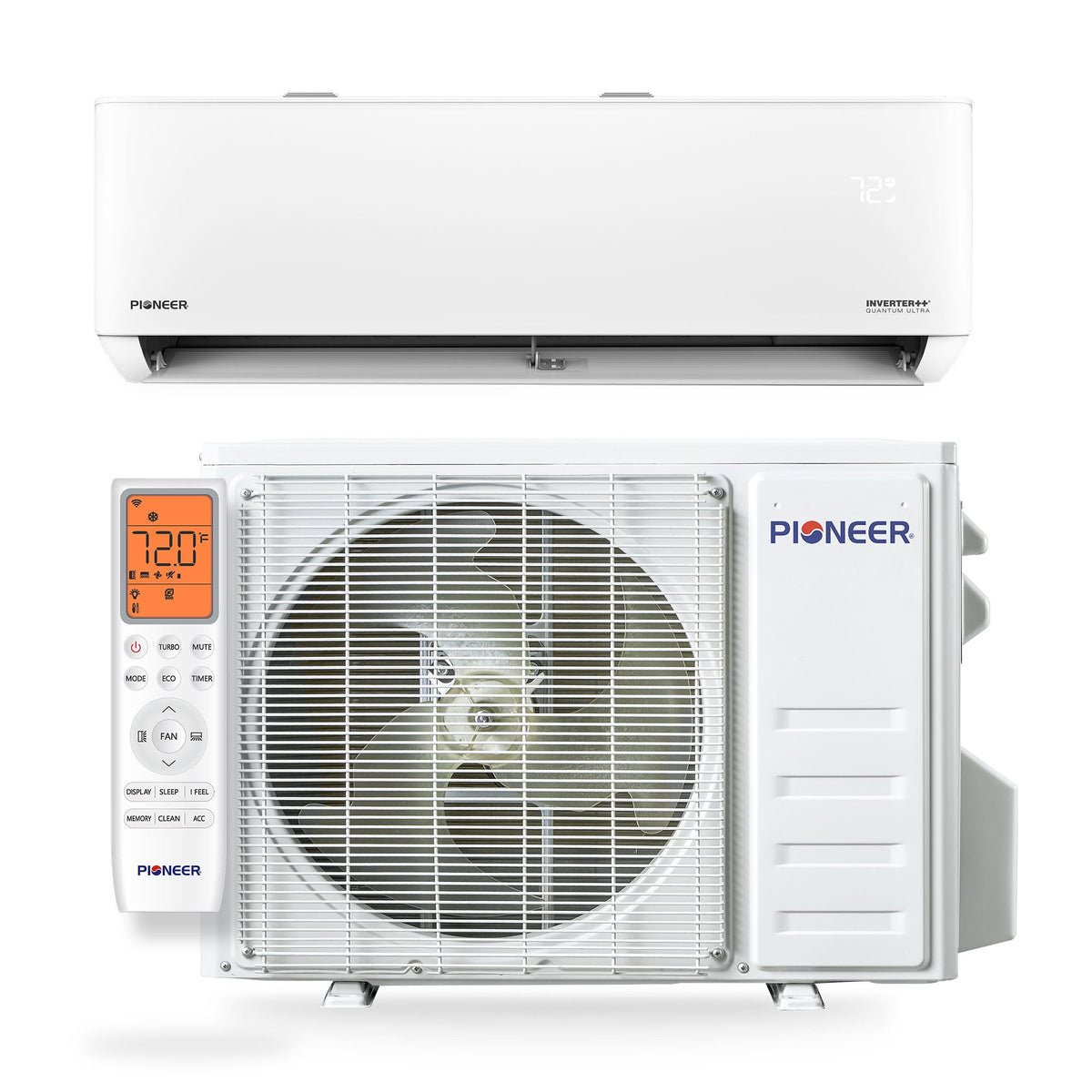 Pioneer® Quantum Ultra™ 23,000 BTU 23 SEER2 230V High-Wall Ductless Energy-Star Mini-Split Air Conditioner Inverter Heat Pump Full Set